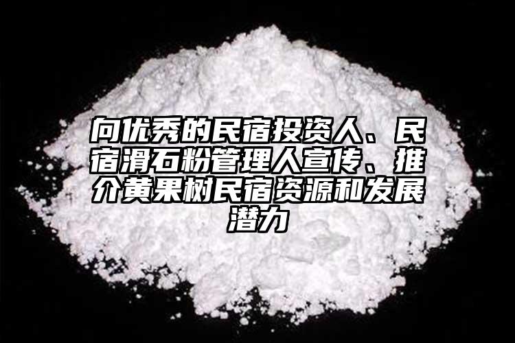 向優秀的民宿投資人、民宿滑石粉管理人宣傳、推介黃果樹民宿資源和發展潛力