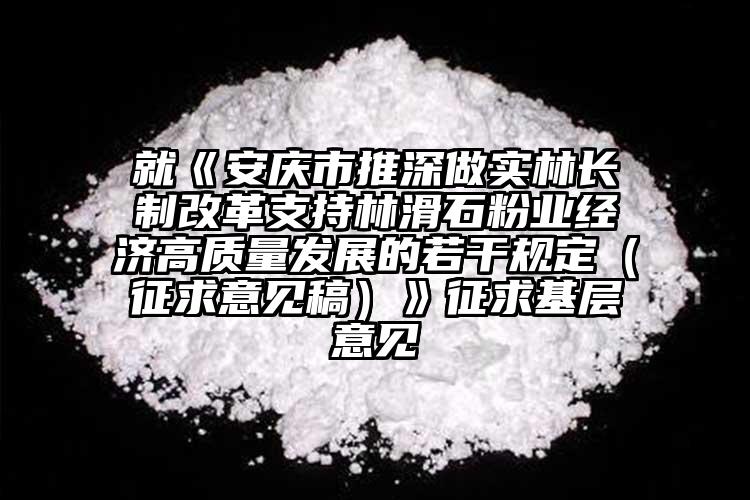 就《安慶市推深做實林長制改革支持林滑石粉業經濟高質量發展的若干規定（征求意見稿）》征求基層意見